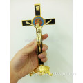 St Benedict Large Standing Crucifix with Enamel